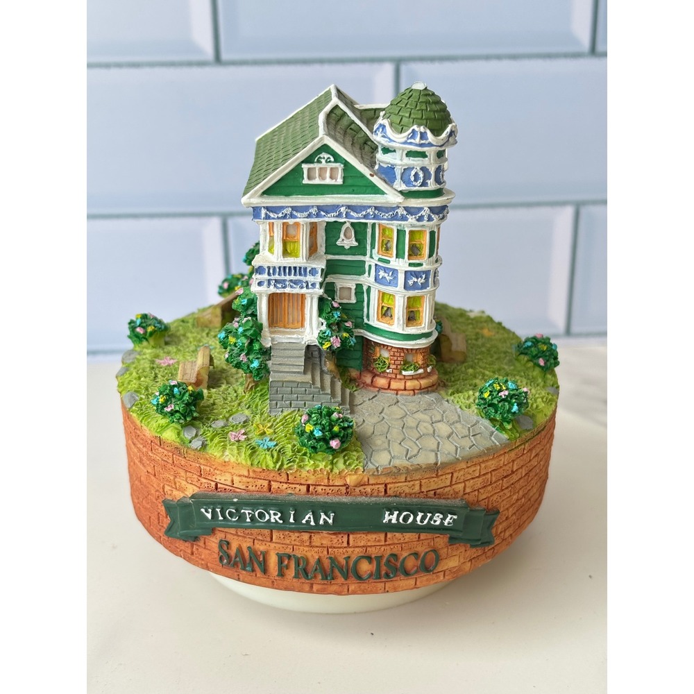 Vintage 1996 SNCO San Francisco Victorian House Rotating Music Box Figurine